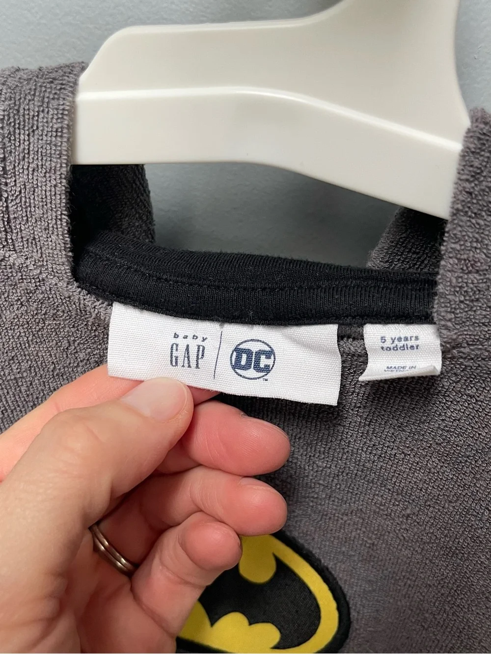 Gap Kids DC Batman Terry Hooded Poncho, Grey, Toddler Size 5